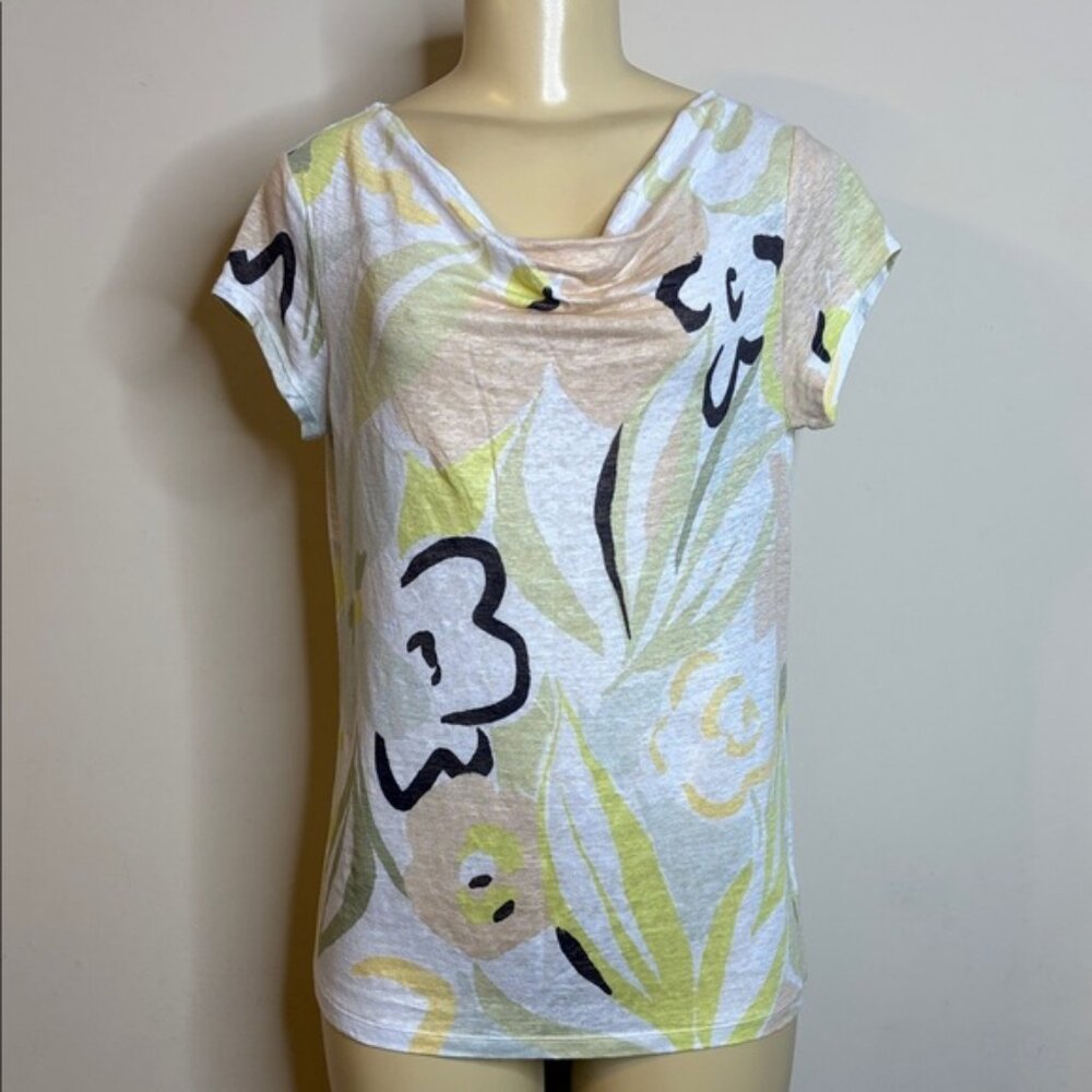 Rachel Zoe Linen Floral Print Women Top Size S